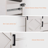 WAMPAT 98.4" Wide TV Stand for TVs up to 110",Faux Bark Finish Wood Entertainment Center with 4 Drawers and Adjustable Shelvs for Living Room,Antique White WAMPAT