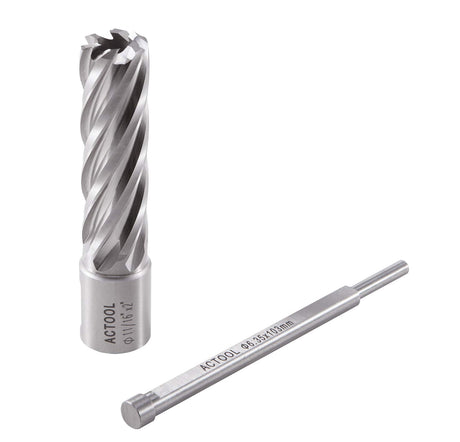 ACTOOL 11/16" Diameter × 2" Depth of Cut HSS ANNULAR Cutter with 3/4'' Weldon Shank ACTOOL