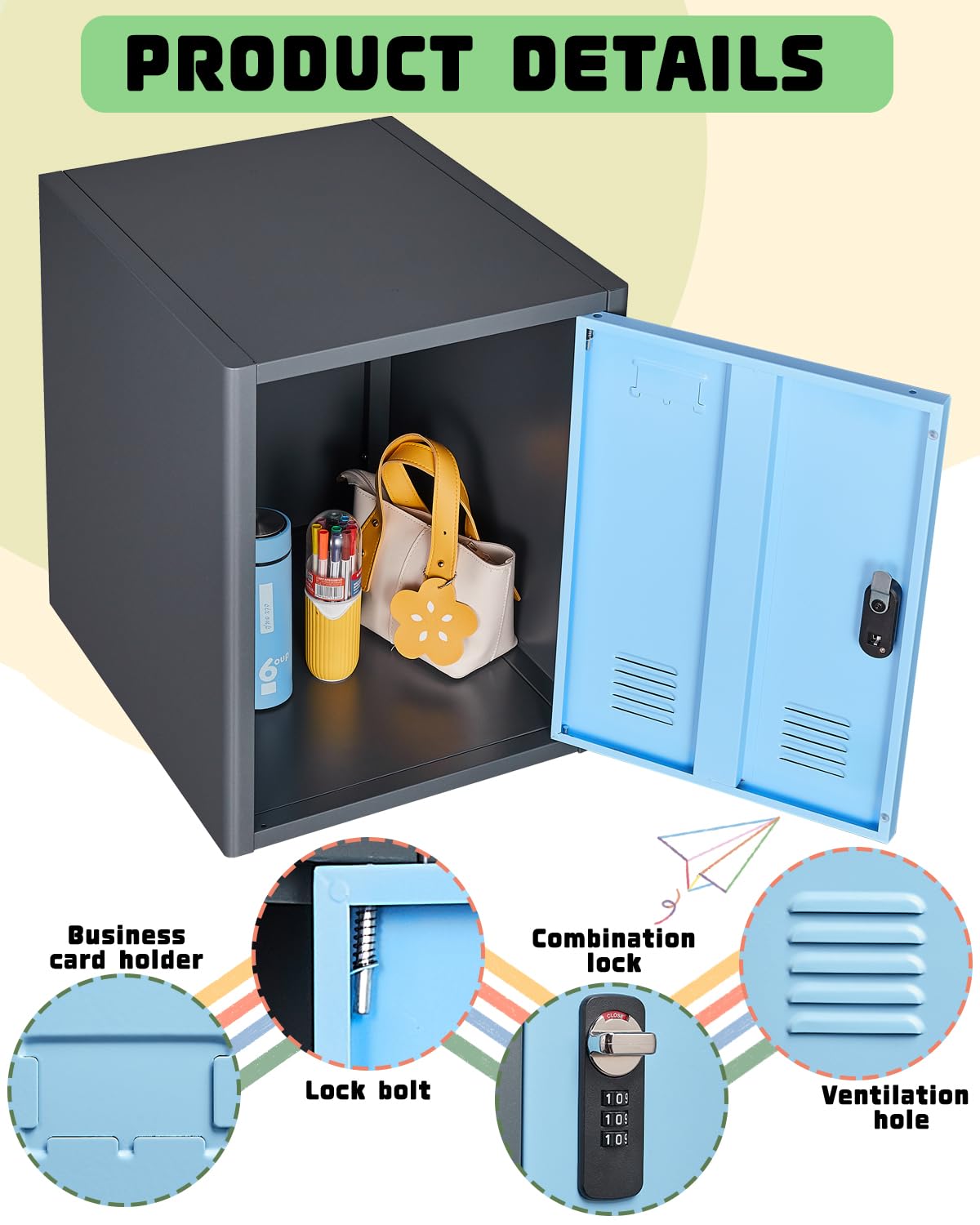 BUTISOW 3.5CUB Locker Storage Cabinet, 19.7" H Metal Locker Storage Cabinet with 1 Doors, Small Metal Locker,Lockable Storage Cabinet,for Employees,Office,Kids Locker - Assembly Required（Simp - WoodArtSupply