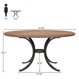 Tribesigns 47" Round Dining Table for 4-6 People, Farmhouse Kitchen Table with Wooden Texture Surface & Pedestal Base, Round Table for Dining Room, Living Room （Only Table） (Brown) Tribesigns