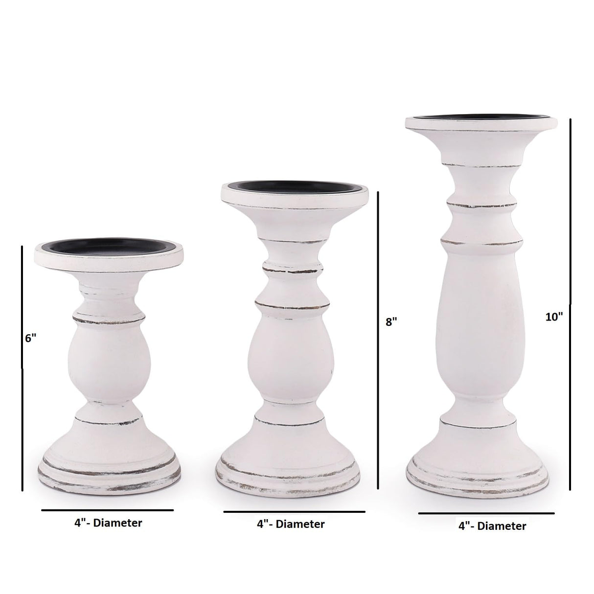 Samhita Set of 3 Wood Candle Holders – Hand Carved Decorative Candle Holder for Living Room or Table Centerpiece Samhita