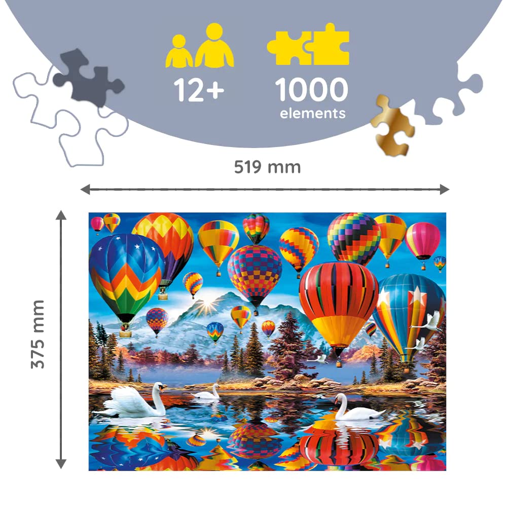 Trefl Colorful Balloons 1000 Piece Jigsaw Puzzle Wood Craft 27"x19" Irregular Shapes, 100 Puzzles of USA Monuments and Symbols, Modern Premium Puzzle, DIY, for Adults and Children from 12 Years Old Trefl