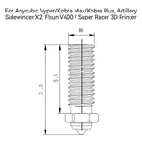 Upgrade Tungsten CarbideTip Bimetal Volcano 0.6mm Nozzles high Thermal Conductivity Abrasion Resistance for Anycubic Vyper/Kobra Max/Plus, Artillery Sidewinder X2 Flsun V400 Super 3D Printer Xirbbo
