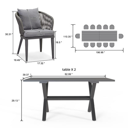 PURPLE LEAF 14 Pieces Patio Dining Sets All-Weather Wicker Outdoor Patio Furniture with Table All Aluminum Frame for Lawn Garden Backyard Deck Outdoor Dining Sets with Cushions and Pillows, G - WoodArtSupply