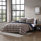 Eddie Bauer- Twin Comforter Set, Reversible Microsuede Bedding with Matching Sham(s), Casual Luxurious Bedding Set (Rugged Plaid Brown, Twin) Eddie Bauer