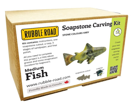 Fish Medium Soapstone Carving Kit DIY Arts and Crafts Kit Generic