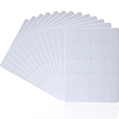 13 Sheets Blank Puzzles Blank White Jigsaw Puzzles Sublimation Puzzle Craft for Boys Girls Decoration, DIY Invite, Photo Heat Transfer, 20 Pieces, 7.87 x 5.51 Inch