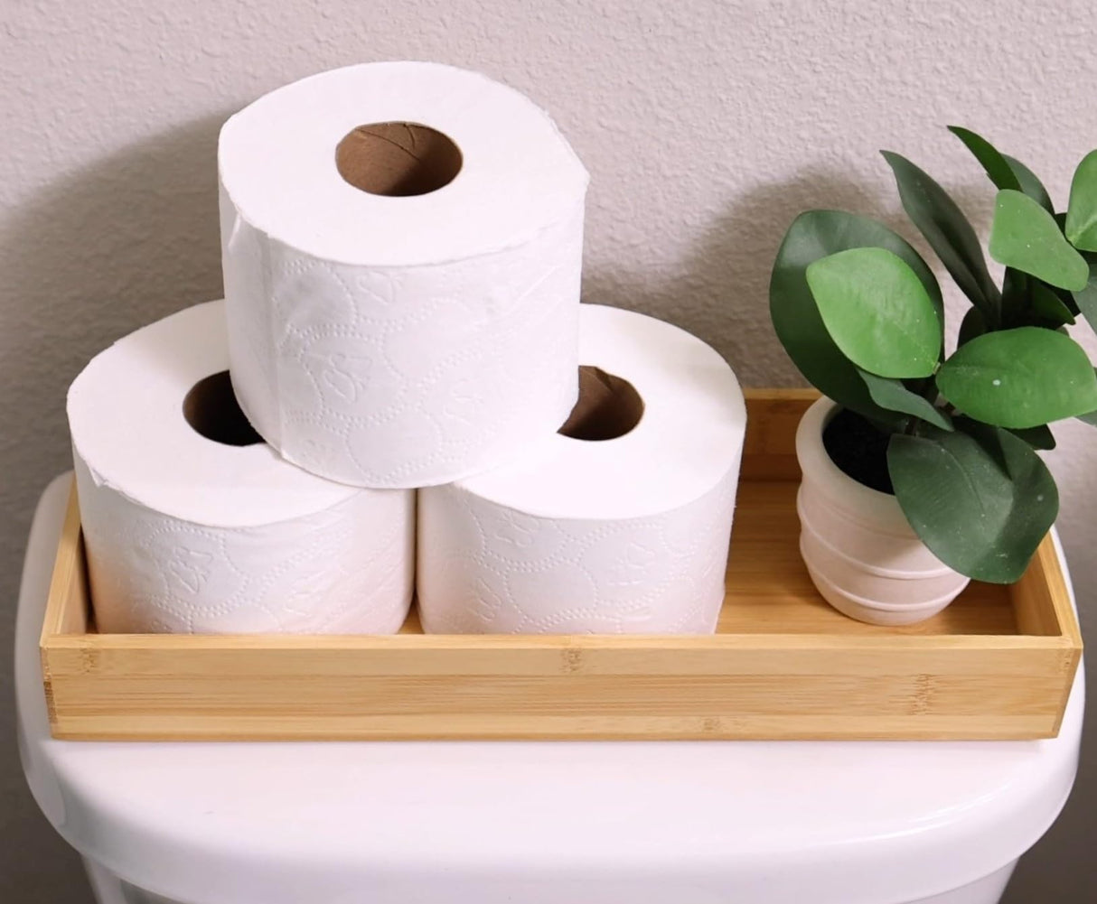 Fabsome Kitchen Utensil Drawer Organizer, Bamboo Silverware Cutlery Flatware Organizer Bins, Wooden Container Storage Trays for Bathroom Vanity Junk Drawer, 15" x 6" Set of 2 Fabsome