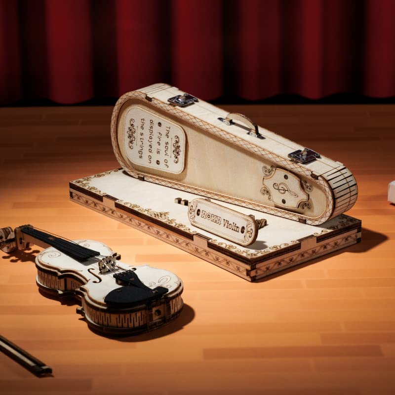 ROKR Wooden 3D Puzzles for Adults Violin, Musical Instrument Model Kit 3D Puzzles for Teens and Kids to Build, Desk Decor/DIY Hobbies/Gifts for Family and Friends (Violin) ROKR