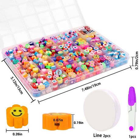 JOICEE 480PCS Fruit Flower Polymer Clay Beads, 24 Style Cute Heart Mushroom Clay Beads Charms for Jewelry Necklace Earring Making, DIY Bracelet Making Kit Accessories for Women Girls JOICEE