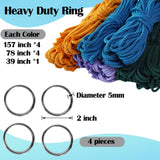 Ewparts Macrame Plant Hanger Kit with Instruction Book Tutorials Metal Rings 4mm Macrame Cord Green/Purple/Orange/Blue Pre-Cutted for Making 4 Macrame Plant Hangers Macrame Kit for Adults Beginners Ewparts