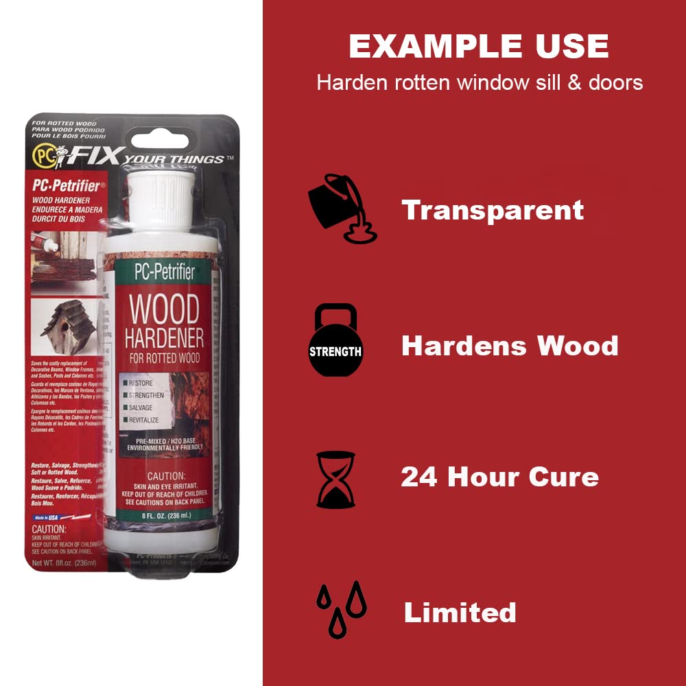 PC-Products PC-Woody Wood Repair Epoxy Paste, Two-Part 12 oz, and PC-Petrifier Wood Hardener 16 oz, Kit PC Products