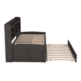 Harper & Bright Designs Twin Size Captain's Daybed with Trundle, Drawers & Bookcase in Antique Gray Harper & Bright Designs