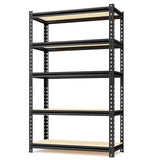 SYLOUGH 36"W "Father&I" 5-Shelf Industrial Metal Steel Garage/Tote Storage Shelves Heavy-Duty Adjustable Rack: Tall Shelving Units Organizer for Closet/Basement/Pantry/Shop/School 72"H*36W*16"D, Black SYLOUGH