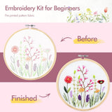 4 Pack Embroidery Kit for Beginners,Adults DIY Starter Kit,Cross Stitching Kits with Flower Stamped Patterns,Hoop,Tools,Colorful Threads with Needles,Step by Step Instructions,Hand Craft Lover Gift wtisan
