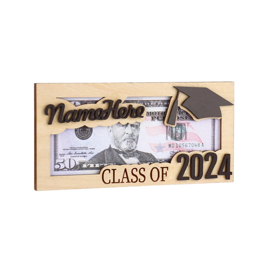 ZZHZBE Personalized Custom Name Money Holder Class of 2024 Graduation Gift - WoodArtSupply