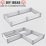 Kdgarden Raised Garden Bed Kit 4'x4' Outdoor Above Ground Planter Box for Growing Vegetables Flowers Herbs, DIY Gardening, Whelping Pen and More, Screwless White Vinyl Garden Bed with Grid Kdgarden
