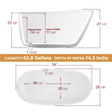 59" Free Standing Tub Freestanding Bathtub, Acrylic Stand Alone Tub, Contemporary Deep Soaking Bath Tub, cUPC Certified SY9950 (Glossy White) SYLONWILL