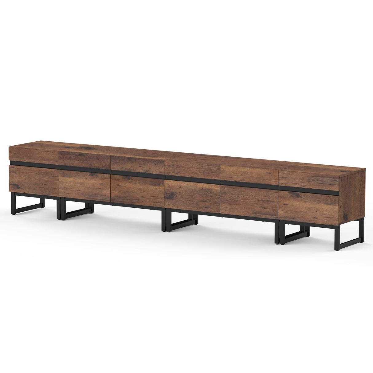 WAMPAT Modern TV Stand for TVs up to 110 inch TV, 3 in 1 Entertainment Center TV Console with Storage Cabinets and Metal Base,Media Console for Living Room, Brown,106'' WAMPAT