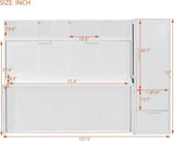 Virubi Full Horizontal Murphy Bed with Storage Wardrobe Closet,2 Drawer,4 Storage Shelves,Wood Folding Murphy Wall Bed Cabinet for Adult (White) Virubi