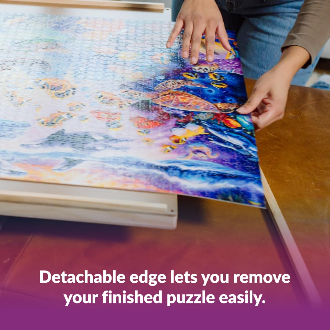 Buffalo Games - Wood Puzzle Table - Jumbo Size Fits Up to 2000pc Jigsaw Puzzles - Storage Drawers with Dividers for Pieces - Preassembled Except Drawer Handles Buffalo Games