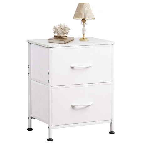 WLIVE White Nightstand, 2 Drawer Dresser for Bedroom, Small Night Stand with Fabric Drawers, Bedside Furniture, End Table for Bedroom, Closet, Entryway, College Dorm WLIVE