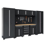 HPDMC Garage Storage Cabinet System 12-Pcs Workshop Set Cabinets and Storage System with Steel Cabinet Drawers, Rolling Chest, Workbench, Pegboard for Tool Organization, Black HPDMC