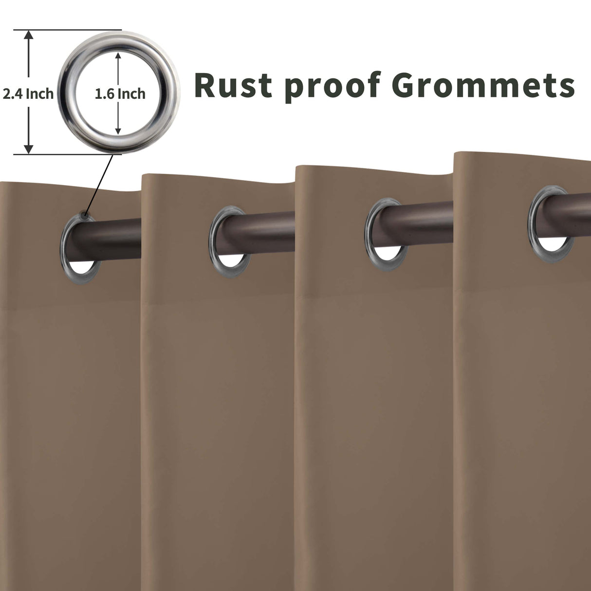 OutdoorLines Waterproof Indoor Outdoor Curtains for Patio-Privacy Sun Blocking Grommet Curtain Panel Weatherproof, UV Resistant Curtains for Gazebo, Porch, Pergola Khaki 100W x 84L Inch 1 Panel OutdoorLines