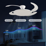 AHAWILL 48'' Retractable Ceiling Fan,Full Spectrum Low Profile Ceiling Fan with Light and Remote,Modern White Fan for Dinning Room Living Room Bedroom,Retractable Blades,Dimmable,Timer Setting AHAWILL