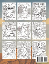Cute Cockatiel Coloring Book: Fun Crested Parrot and Bird in Beautiful Scenes, and Feather Patterns to Color, Relaxing and Stress Relief Activities ... Artistic Skills and Focusing Exercises Majosta