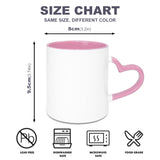 Sumex 11oz Set of 12 Sublimation Blanks Ceramic Coffee Mug with Heart Handle for Tea, Milk, Latte, Hot Cocoa,Pink Inner and Handle Sumex