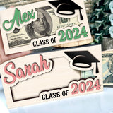Creative Graduation Money Holders, Personalized Graduation Money Holder, Custom Wooden Graduation Card Box Cash Holder, Graduation Cash Holder Envelope Class of 2024 for Graduates Generic