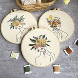 Harimau 3 in Beginner Embroidery Kit,Floral Plant Pattern,Cross Stitch Kits, Including Stamped Embroidery Cloth with 3 Embroidery Hoops, Color Threads and Embroidery Kits