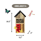 OBELGEOYA Wooden Insect House - Natural Outdoor Insect Hotel for Bees, Butterflies, Ladybugs, Beneficial Insects, Eco-Friendly Bug Hotel, Hanging Garden Habitat for Pollinators, 10.2 x 5.1 x 3.5 Inch OBELGEOYA