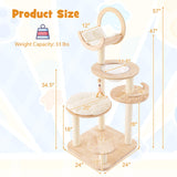 Tangkula Solid Wood Cat Tree, 4-in-1 Building Block Large Cat Tower with Space Capsule Nest, Sisal Scratching Posts, Padded Platform, Hanging Toy, Cat Tree Tower with 4 Transformations for Indoor Cats Tangkula
