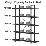 HSH 5 Tier Tall Black Bookshelf, Wood and Metal Storage Book Rack, Industrial Modern Etagere 5 Shelf Bookcase, Large Wide Open Display Book Shelf for Bedroom Living Room Office, Bookshelves Heavy Duty HSH