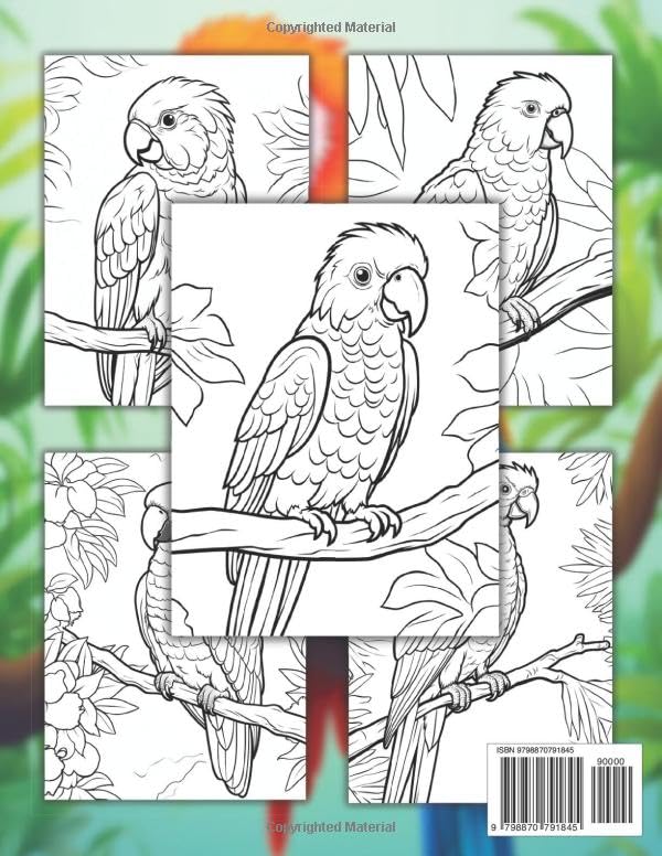 Parrot Coloring Book For Kids: +40 Fun And Easy Drawings Of Cute Parrot To Color For Kids, Boys And Girls Who Love Parrots, Stressrelief Relaxing Majosta