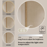 BuLife 28 Inch Round LED Bathroom Mirror Backlit Anti-Fog Wall Mounted Lighted Bathroom Vanity Mirror 3 Colors Light Dimmable Smart Makeup Mirror with Touch Switch BuLife