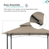 COBANA Grill Gazebo 8’x 5’ Outdoor Patio Backyard BBQ Grill Shelter Double Tiered Soft Canopy Top with Steel Frame and Bar Counters, Beige COBANA