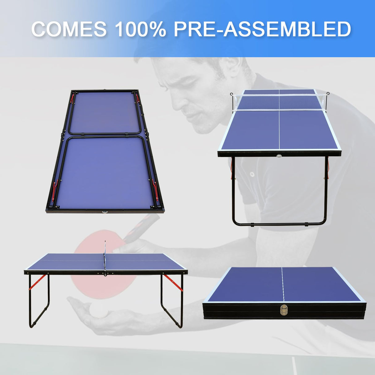 Generic Ping Pong Table Foldable & Portable Table Tennis Table Set for Indoor & Outdoor Games with Net, 2 Paddles and 3 Balls Generic