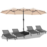 wikiwiki 15ft Large Patio Umbrellas with Base Included, Outdoor Double-Sided Umbrella with Crank Handle, Powerful UV Protective, for Pool Lawn Garden, Beige wikiwiki