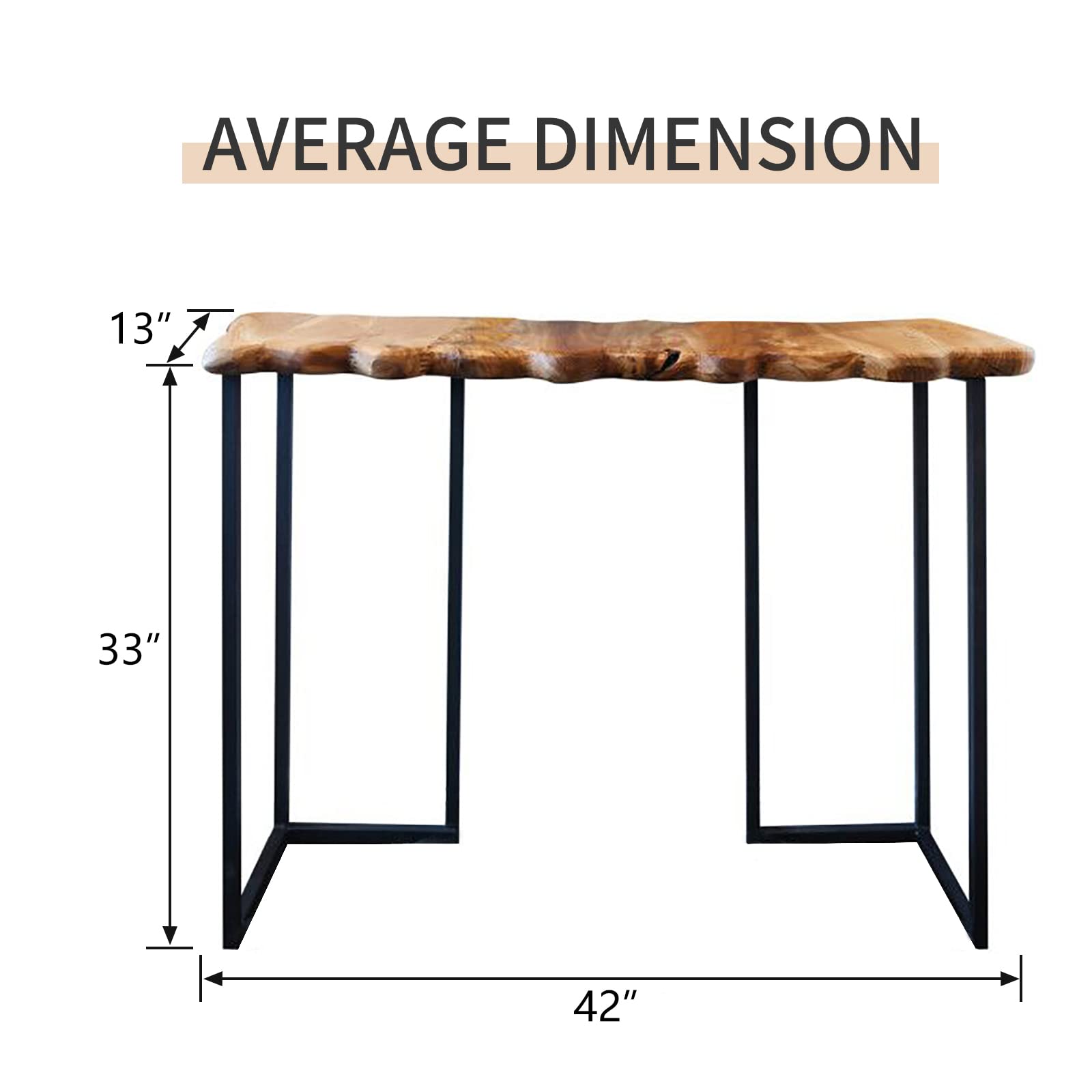 WELLAND Cedar Wood Live Edge Console Table 13" D x 42" W x 33" H - WoodArtSupply