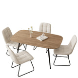 HIPIHOM 47.2'' Dining Table Set for 4,Modern Wood Dining Table,Leather Dining Chairs 4,Table and Chairs Set of 4,Ideal for Kitchen Dining Room (Walnut Color Table + 4 U-Shaped White Chairs, 47.2") HIPIHOM