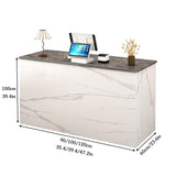 Modern Reception Desk Counter Table with Lockable Drawer Reception Room Front Desk with Storage Cabinet Retail Counter with Keyboard Tray for Salon Checkout Office(O,100cm/39.4in) BEBANE