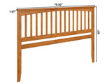AFI, Mission King Solid Wood Headboard with Attachable Charger, Light Toffee AFI