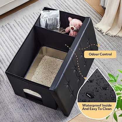 MEEXPAWS Cat Litter Box Enclosure Furniture Hidden, Cat Washroom Bench Storage Cabinet | Extra Large 36'' x 20'' x 20''| Dog Proof | Waterproof Inside/Easy Clean | Easy Assembly | Odor Contro - WoodArtSupply