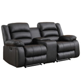 EBELLO Faux Leather Manual Loveseat Recliner, Reclining Sofa Chair with 2 Concealed Cup Holders, Hidden Storage, Overstuffed Armrest Couch Set for Living Room, Bedroom, Meeting Room, Black EBELLO