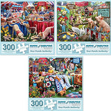 Bits and Pieces – Value Set of Three 300 Piece Jigsaw Puzzles for Adults – Desserts, Farm Animal, Quilting Jigsaw Puzzles by Artist Larry Jones, Completed Puzzle Size: 18" x 24" Bits and Pieces