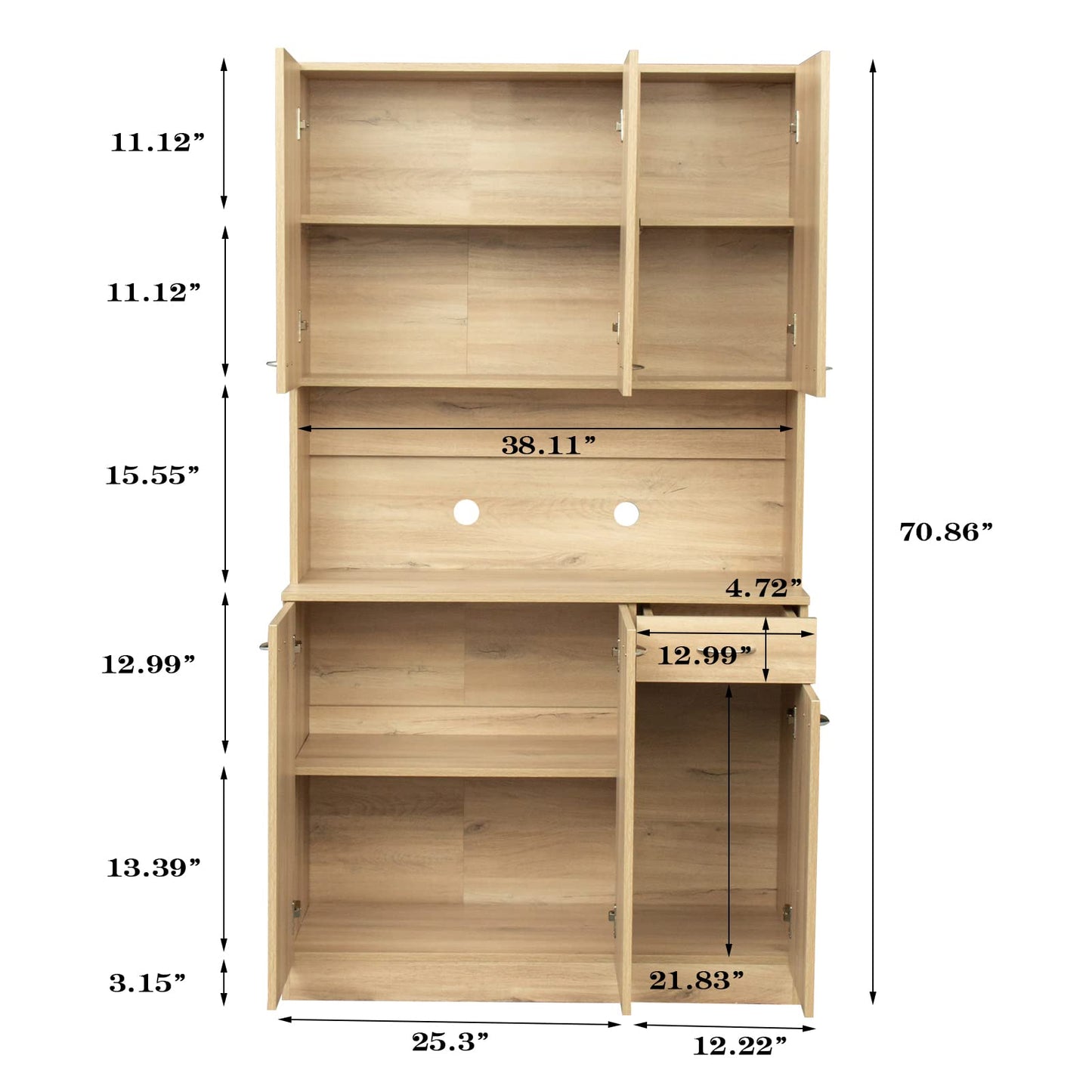 SoarFlash 71” Kitchen Pantry Buffet Freestanding Hutch Storage Cabinet Wood Sideboard Cupboard with 6 Doors,1 Drawer for Home, Dining Room,Brown - WoodArtSupply