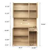 SoarFlash 71” Kitchen Pantry Buffet Freestanding Hutch Storage Cabinet Wood Sideboard Cupboard with 6 Doors,1 Drawer for Home, Dining Room,Brown SoarFlash